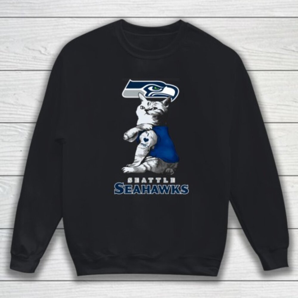 NFL Football My Cat Loves Seattle Seahawks Sweatshirt Fan Gift Unisex Apparel